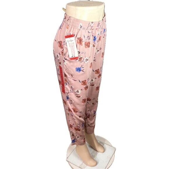 Jessica Simpson M Pink Floral Elastic Waist Side Pockets Viscose Pull-On Pants - Picture 3 of 6
